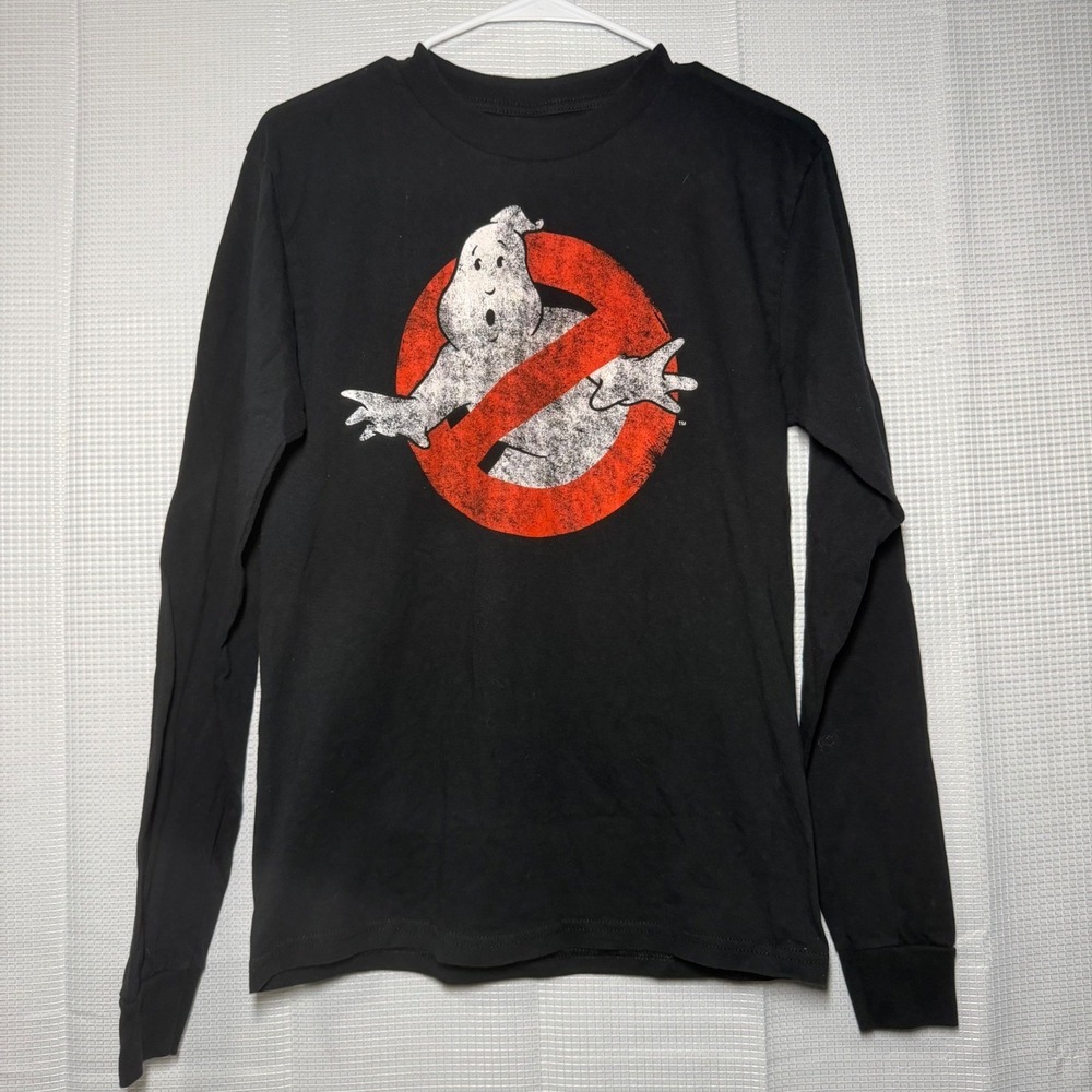 Mad Engine Ghostbusters Long Sleeve Shirt Small Black Distressed Logo‎ Tee